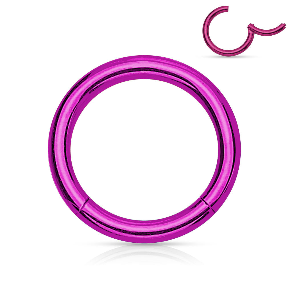 Melchior Jewellery pink magenta coloured steel segment ring body jewellery seamless hoop for nose or ear piercings