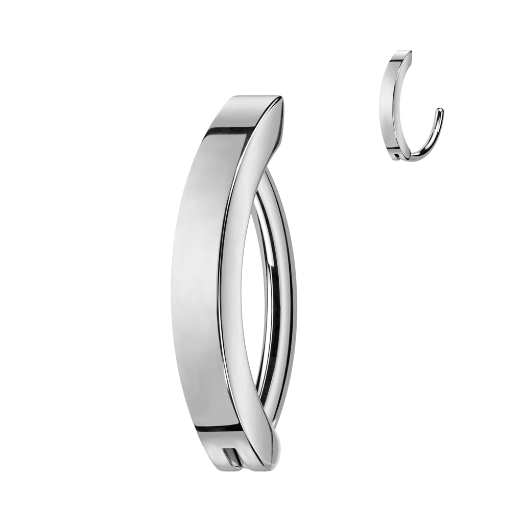 Melchior Jewellery silver hinged hoop body jewellery close up for pierced navel coloured titanium belly button rings