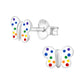 Colourful butterfly stud earrings for kids by Melchior Jewellery in sterling silver with multicolour dots