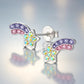 Colourful crystal star stud earrings for kids by Melchior Jewellery with purple and pink detailing