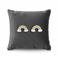 Colourful rainbow stud earrings girls design by Melchior Jewellery displayed on dark grey cushion