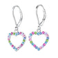 Melchior Jewellery crystal open heart drop earrings with multicolour stones on silver hooks
