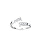 Melchior Jewellery silver crystal toe ring for women with two rectangular sections set with clear crystals