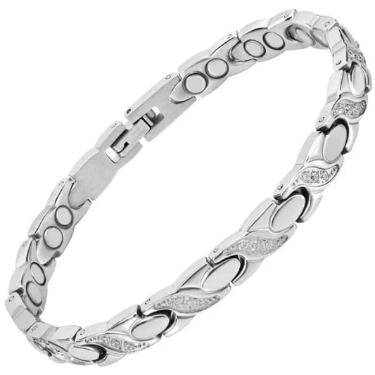 Melchior Jewellery cubic zirconia magnetic bracelet for women in silver with decorative links