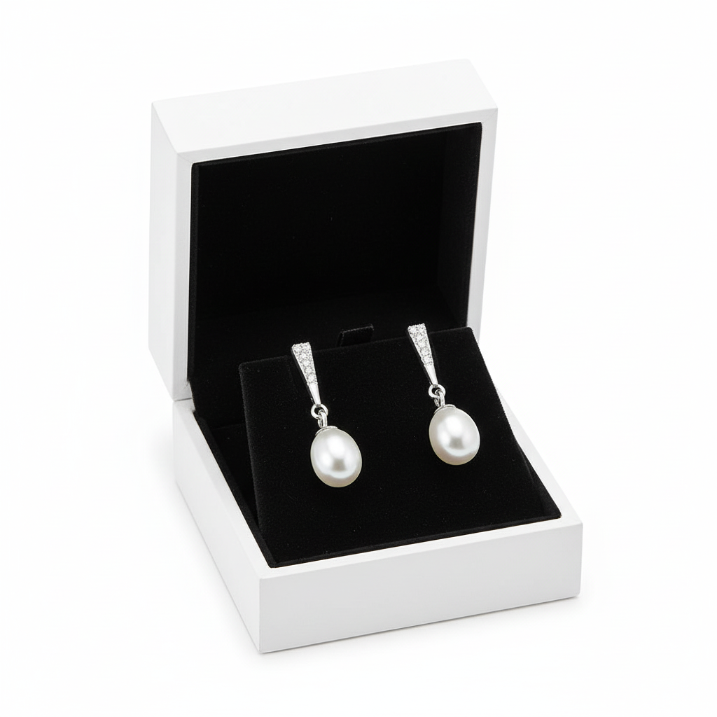 Melchior Jewellery womens earrings with cultured freshwater pearl jewellery drop design in white gift box