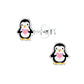 Melchior Jewellery cute penguin stud earrings for kids in silver with pink heart detail