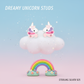 Cute unicorn CZ earrings for kids by Melchior Jewellery sterling silver 925 studs on cloud and rainbow display