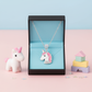 Cute unicorn necklace for girls by Melchior Jewellery with pink and white unicorn pendant in gift box