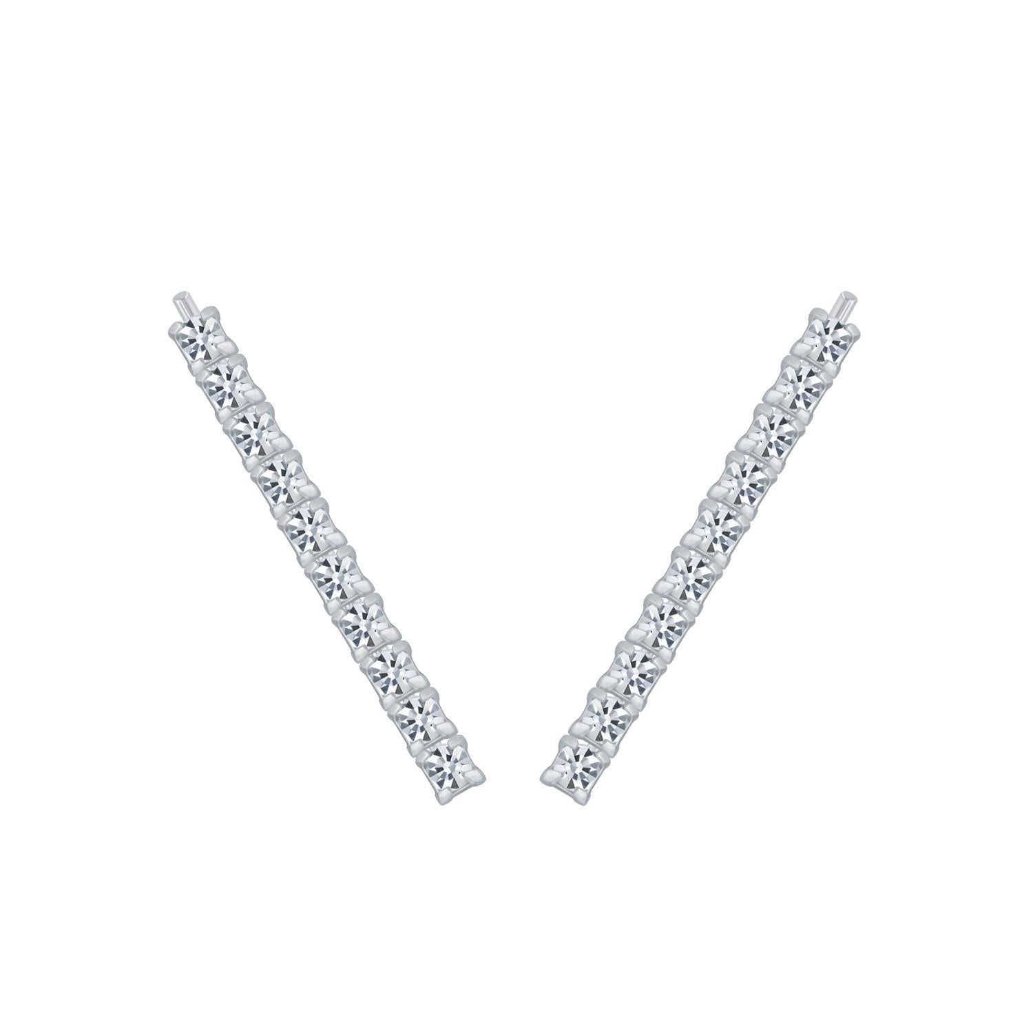 Melchior Jewellery CZ arc climber earrings silver with sparkling cubic zirconia stones for women