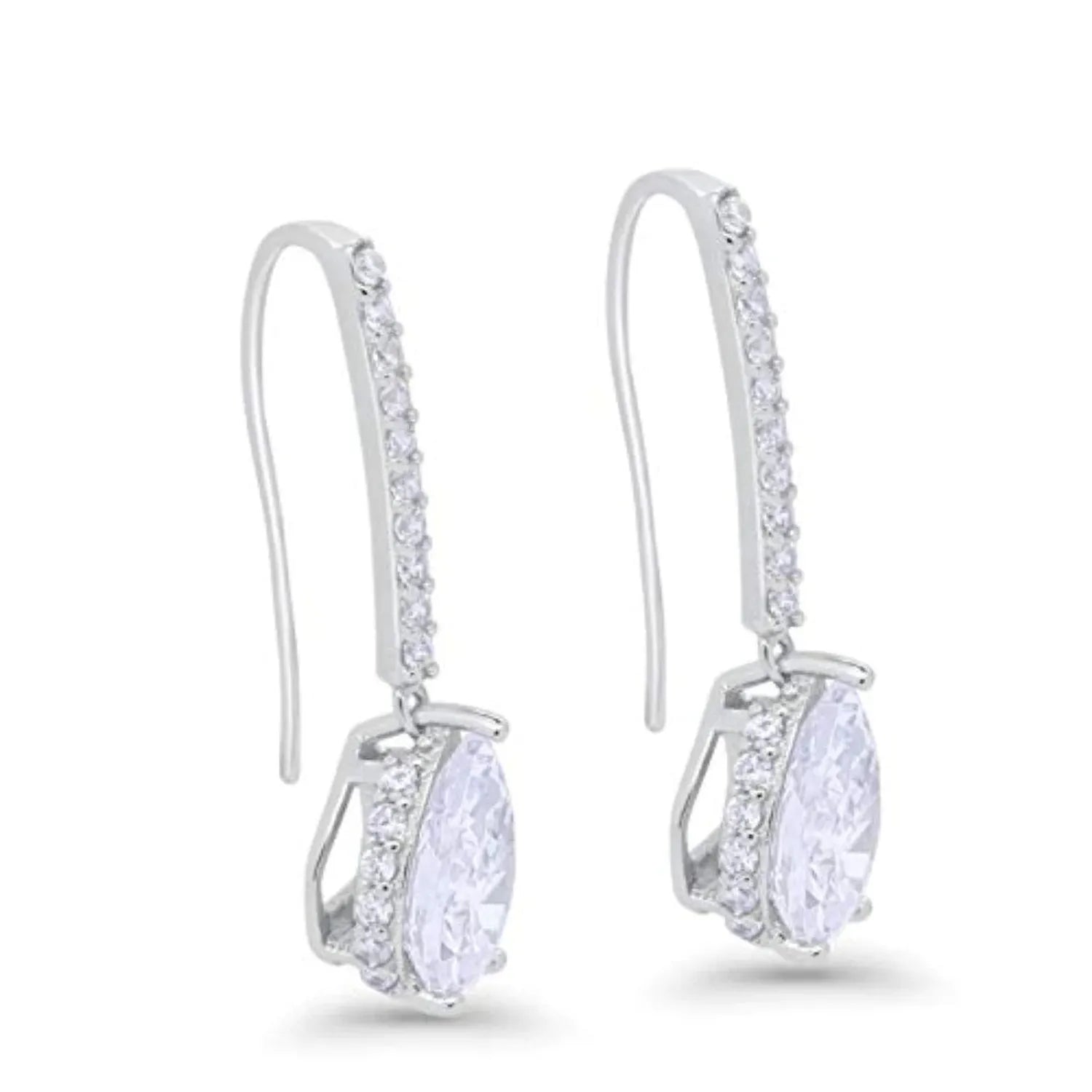 Silver Melchior Jewellery CZ drop earrings featuring clear sparkling cubic zirconia crystals in an elegant drop design