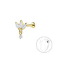 Gold CZ flower cartilage earring by Melchior Jewellery with sparkling cubic zirconia stones