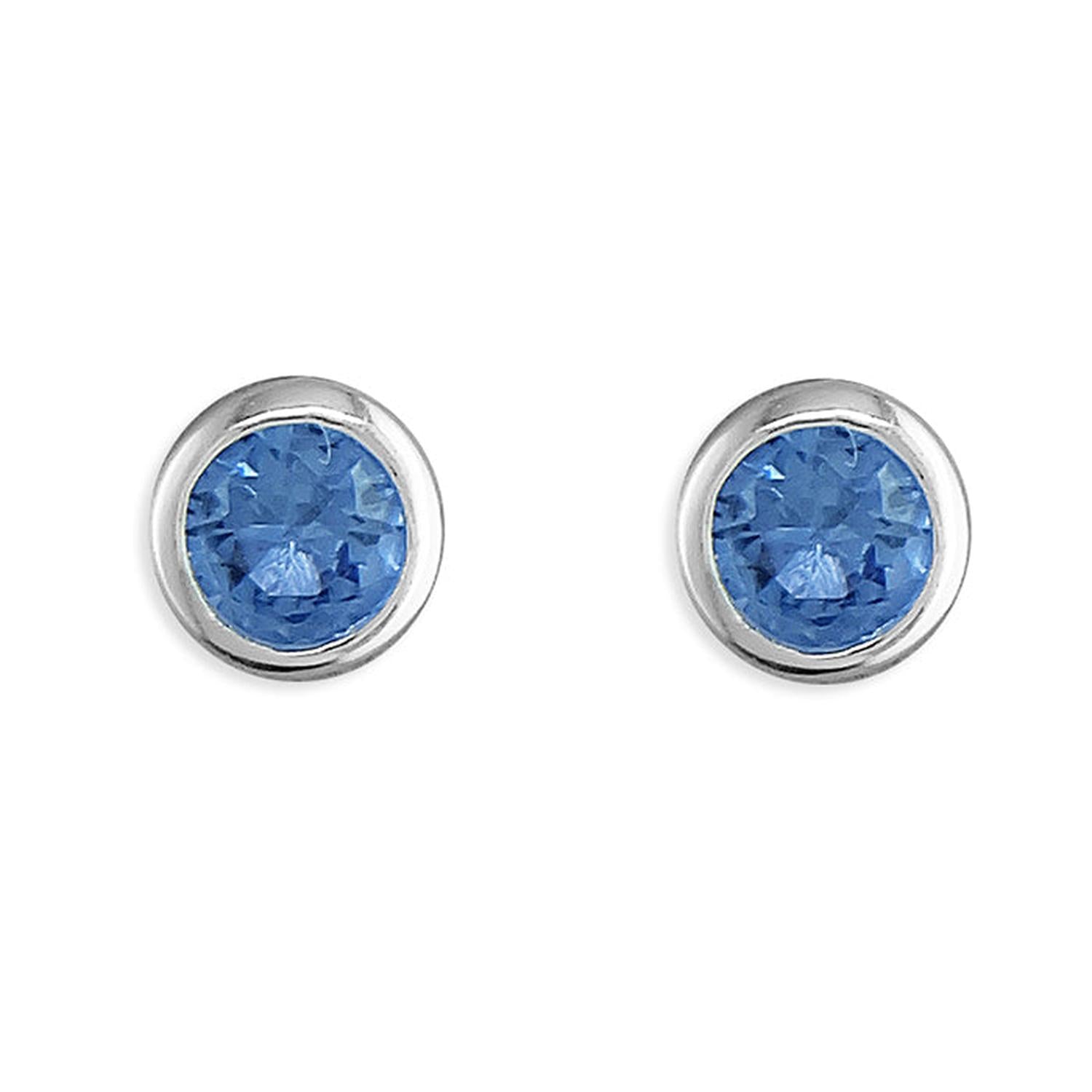 Melchior Jewellery December Birthstone Stud Earrings featuring vibrant blue gemstones set in polished silver studs