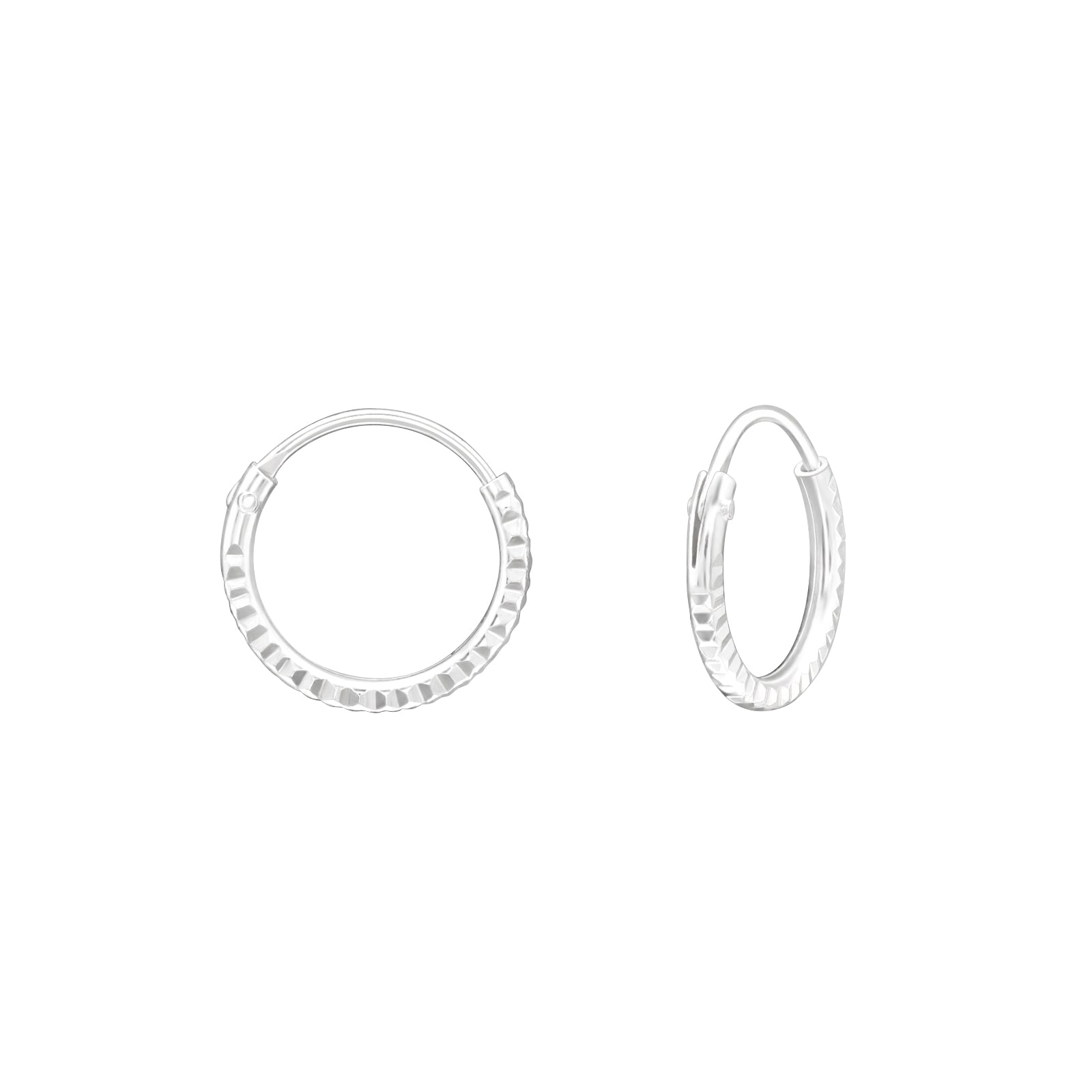 Melchior Jewellery diamond cut hoop earrings for kids in silver with secure clasp design