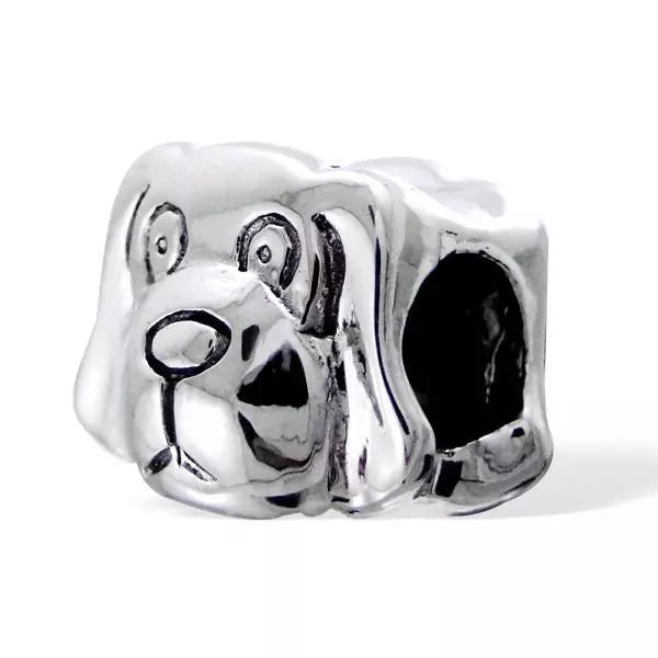 Melchior Jewellery silver dog bead for charm bracelet with detailed dog face design