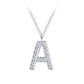 Melchior Jewellery children's sterling silver initial necklace letter A pendant with pave cubic zirconia on fine chain