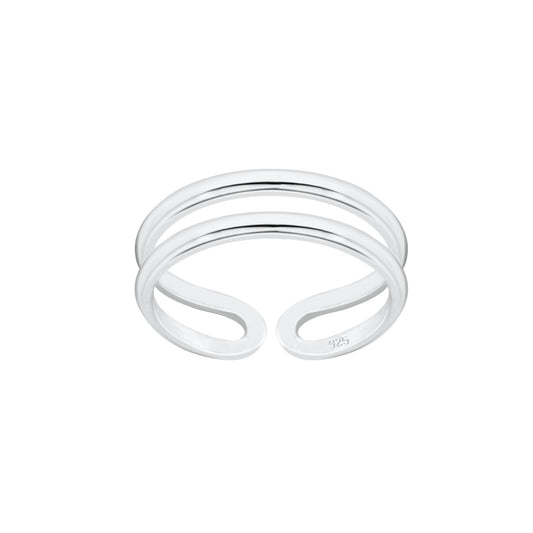 Melchior Jewellery silver double band toe ring with open adjustable design for comfortable fit