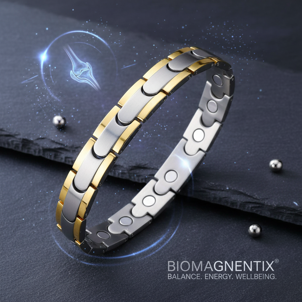 Melchior Jewellery dual-tone magnetic bracelet in silver and gold with magnetic therapy elements