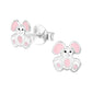 Melchior Jewellery childrens easter bunny stud earrings in silver with pink enamel detailing