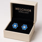 Melchior Jewellery blue and white flower stud earrings for children in a beige presentation box
