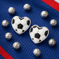 Melchior Jewellery football earrings for girls shaped like heart soccer balls with silver round football stud earrings