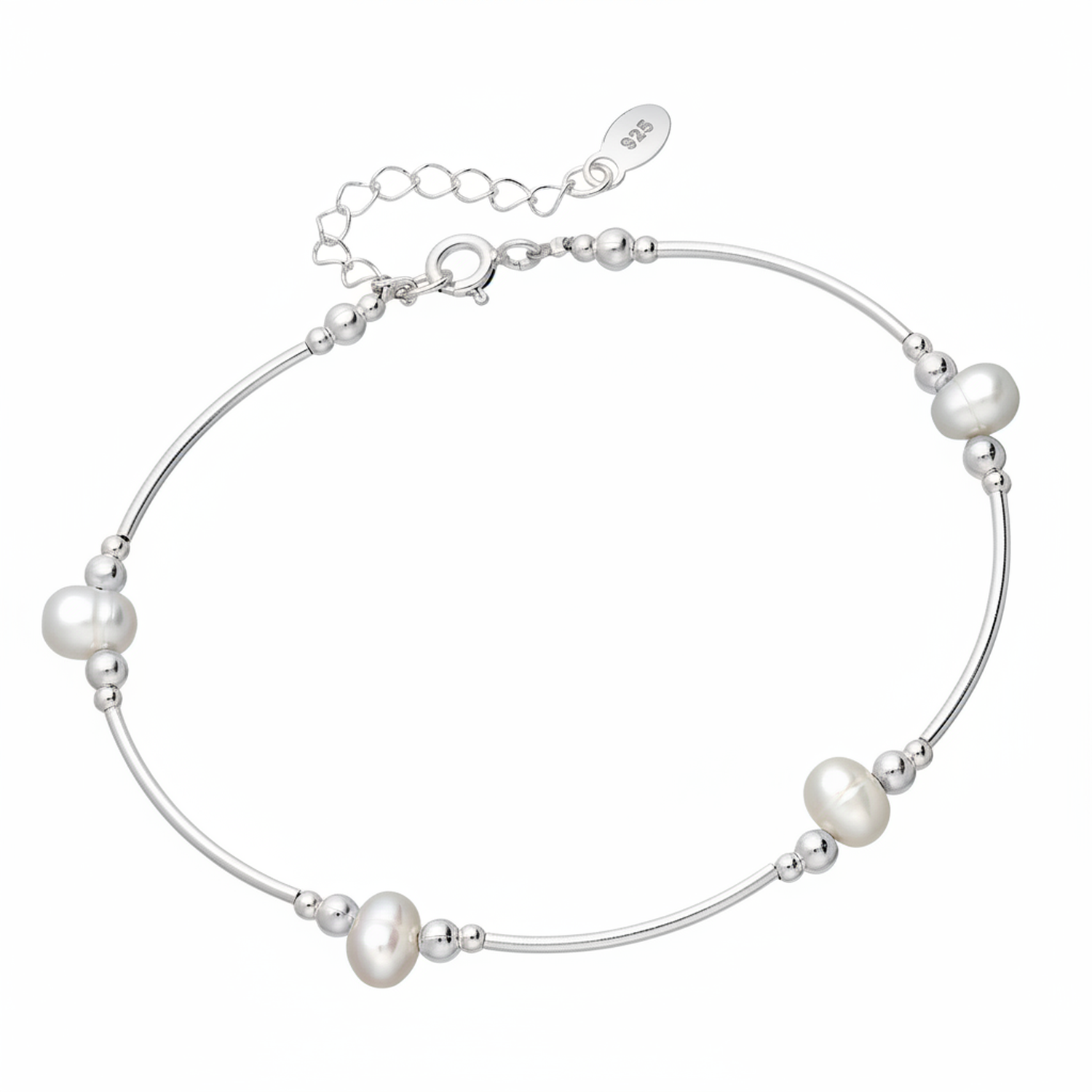 Melchior Jewellery freshwater pearl beaded bracelet for women with silver beads and adjustable chain