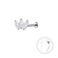 Geometric titanium labret earring from Melchior Jewellery featuring three clear marquise-cut stones