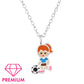 Melchior Jewellery childrens necklace with girls football pendant jewellery featuring a girl with red hair and football charm