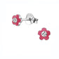 Melchior Jewellery girls pink flower stud earrings with silver setting and central crystal detail