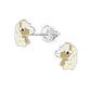 Melchior Jewellery girls screw back horse earrings in silver with beige and cream enamel details