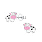 Melchior Jewellery girls silver cow earrings with pink and black enamel details for children