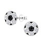 Girls sterling silver football earrings by Melchior Jewellery with crystal details for children
