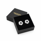Melchior Jewellery girls sterling silver football earrings in black and white presented in a black gift box