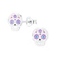 Melchior Jewellery girls sterling silver skull earrings with purple and blue floral details