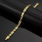 Gold healing magnetic bracelet for women by Melchior Jewellery with blue stones and round accents
