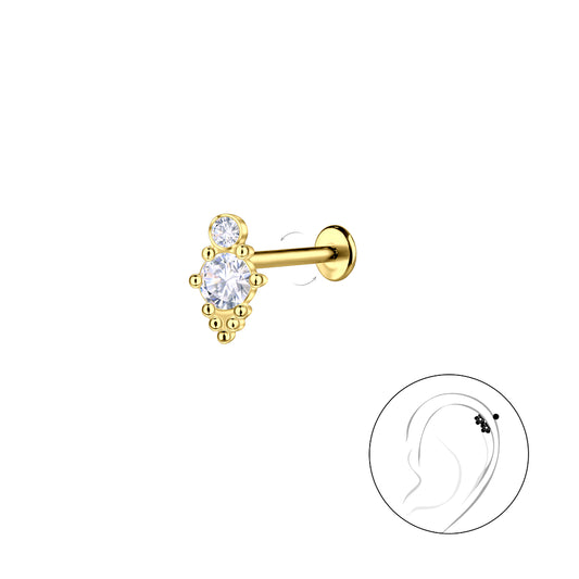 Melchior Jewellery gold labret earring with cubic zirconia featuring elegant gold detailing