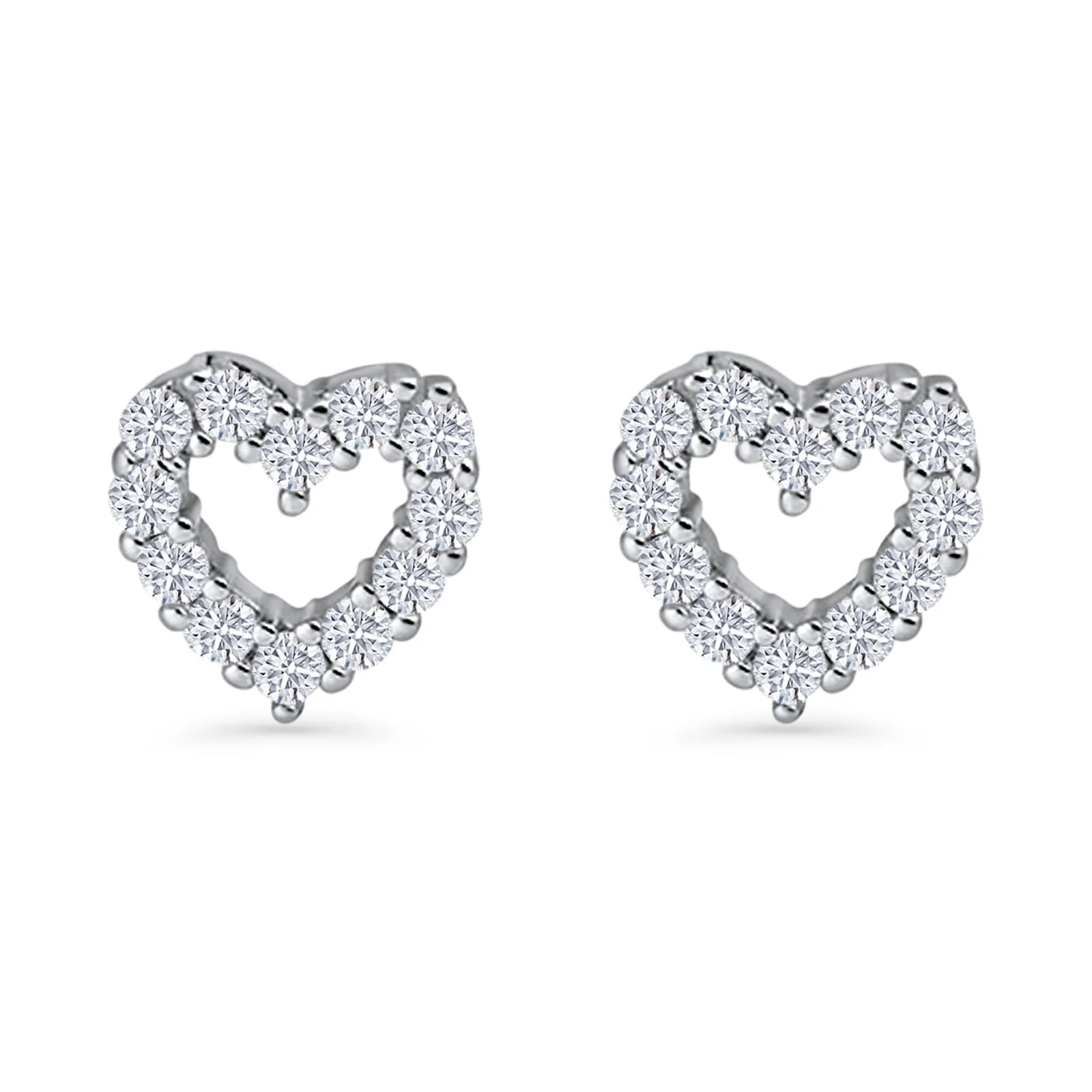 Melchior Jewellery silver heart stud earrings with sparkling clear crystals in a heart shape