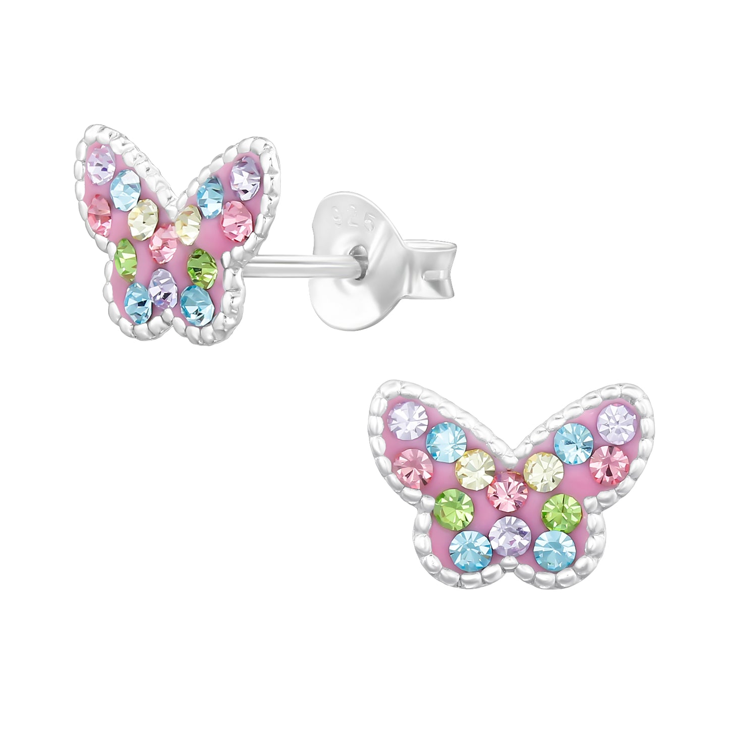 Melchior Jewellery hypoallergenic butterfly earrings for girls with colourful gemstones