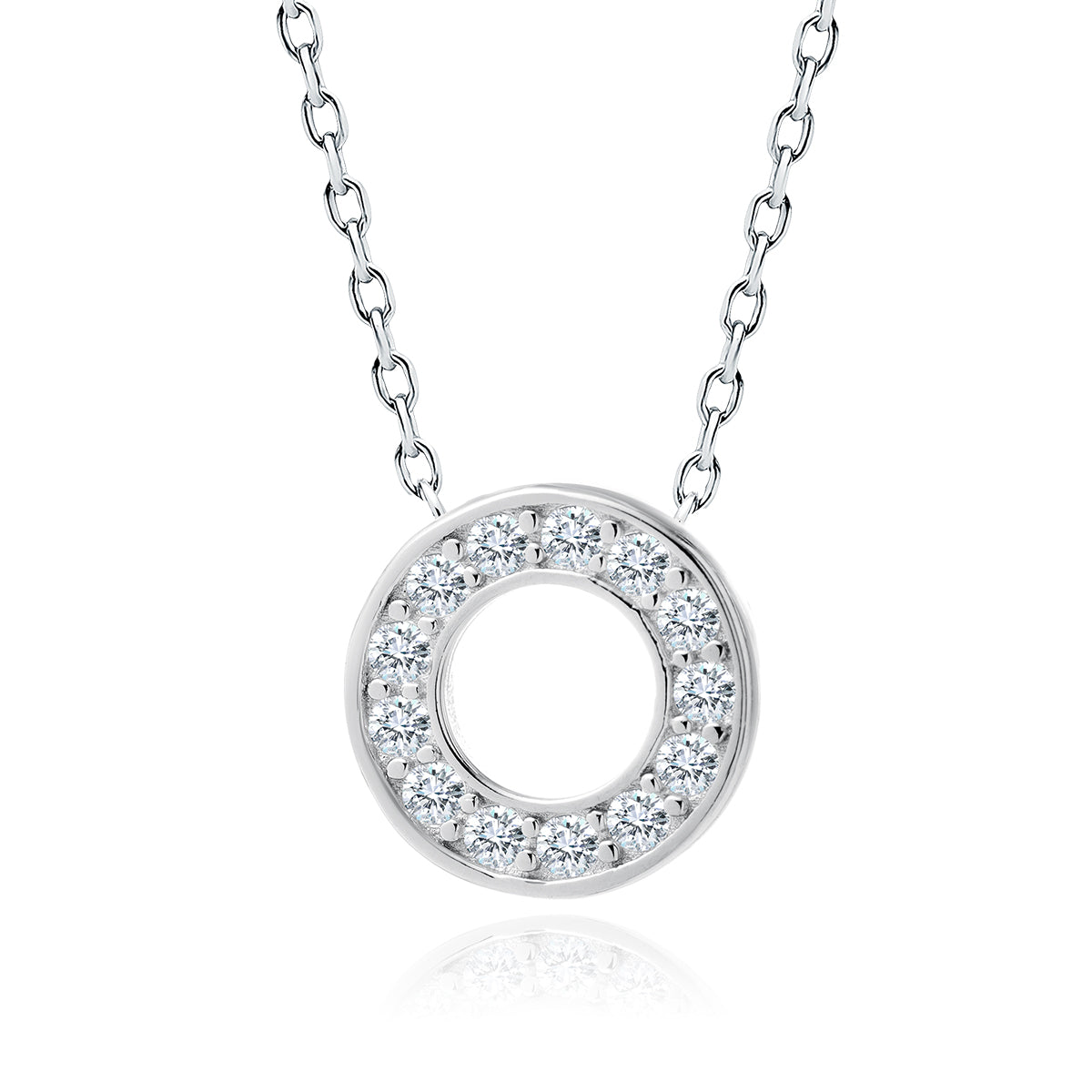 Sentiell hypoallergenic CZ necklace for woman with circular pendant featuring sparkling cubic zirconia stones