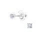 In Season Jewellery hypoallergenic kids earrings screw back with clear round gemstones in silver setting