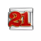Melchior Jewellery red enamel number 21 charm link on stainless steel base Italian charm bracelet number 21