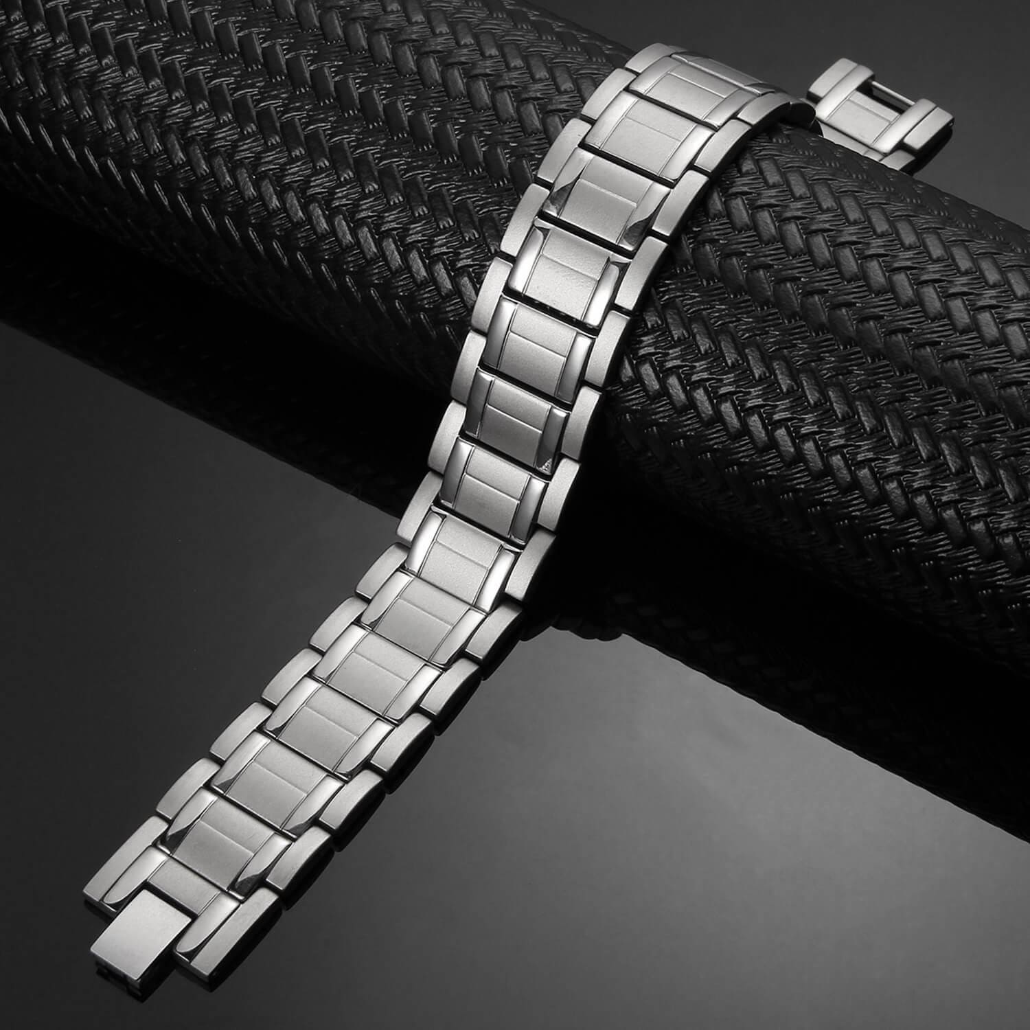 Melchior Jewellery stainless steel link 4 in 1 magnetic therapy bracelet men with brushed finish for everyday wear