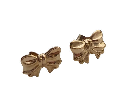 Melchior Jewellery 9ct yellow gold bow stud earrings for women polished bow design everyday wear