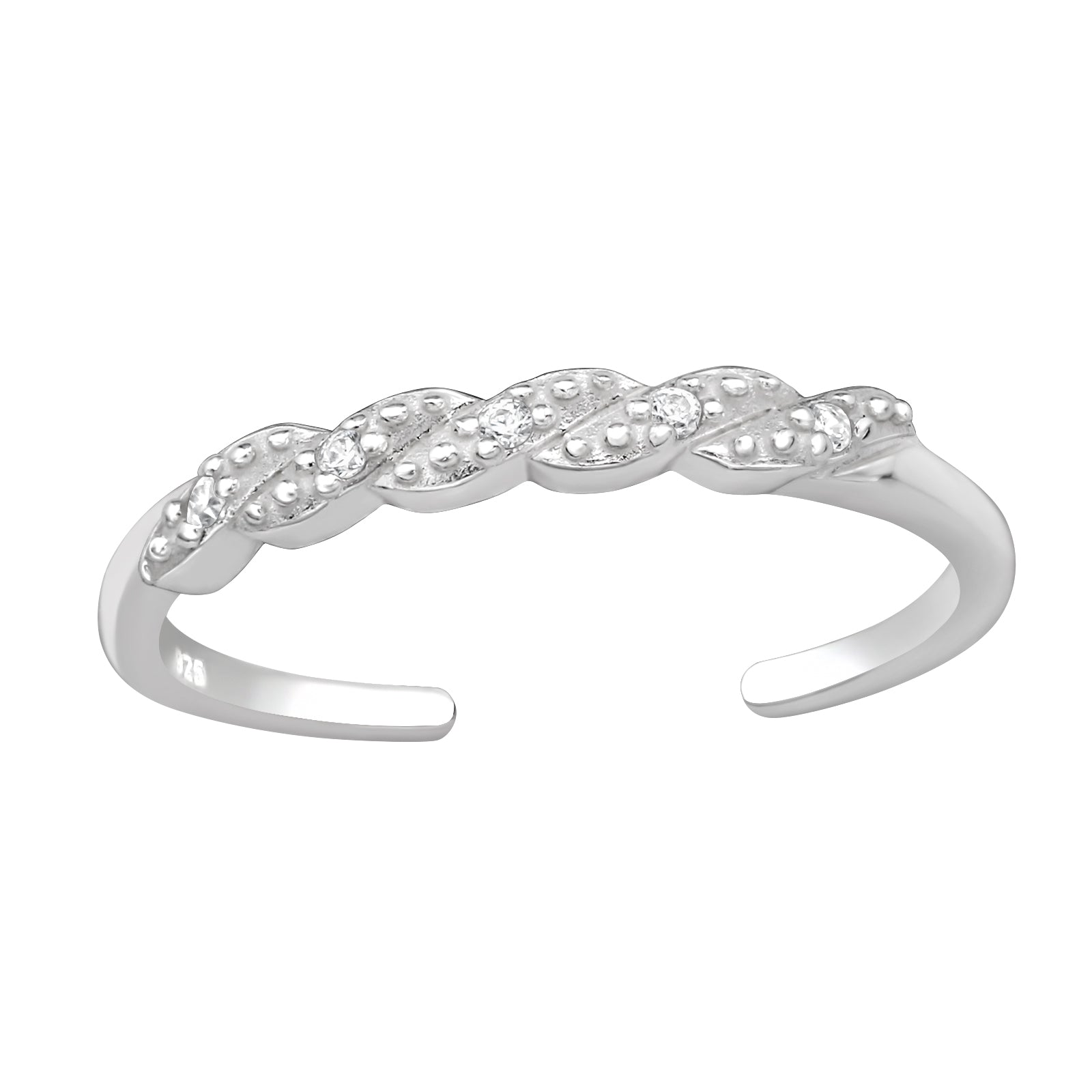 Melchior Jewellery silver adjustable cubic zirconia toe ring with twisted design
