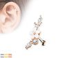 Melchior Jewellery cartilage stud with mother of pearl flower and cubic zirconia crystals rose gold
