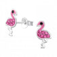 Melchior Jewellery children's sterling silver flamingo earrings pink enamel studs with crystal accents
