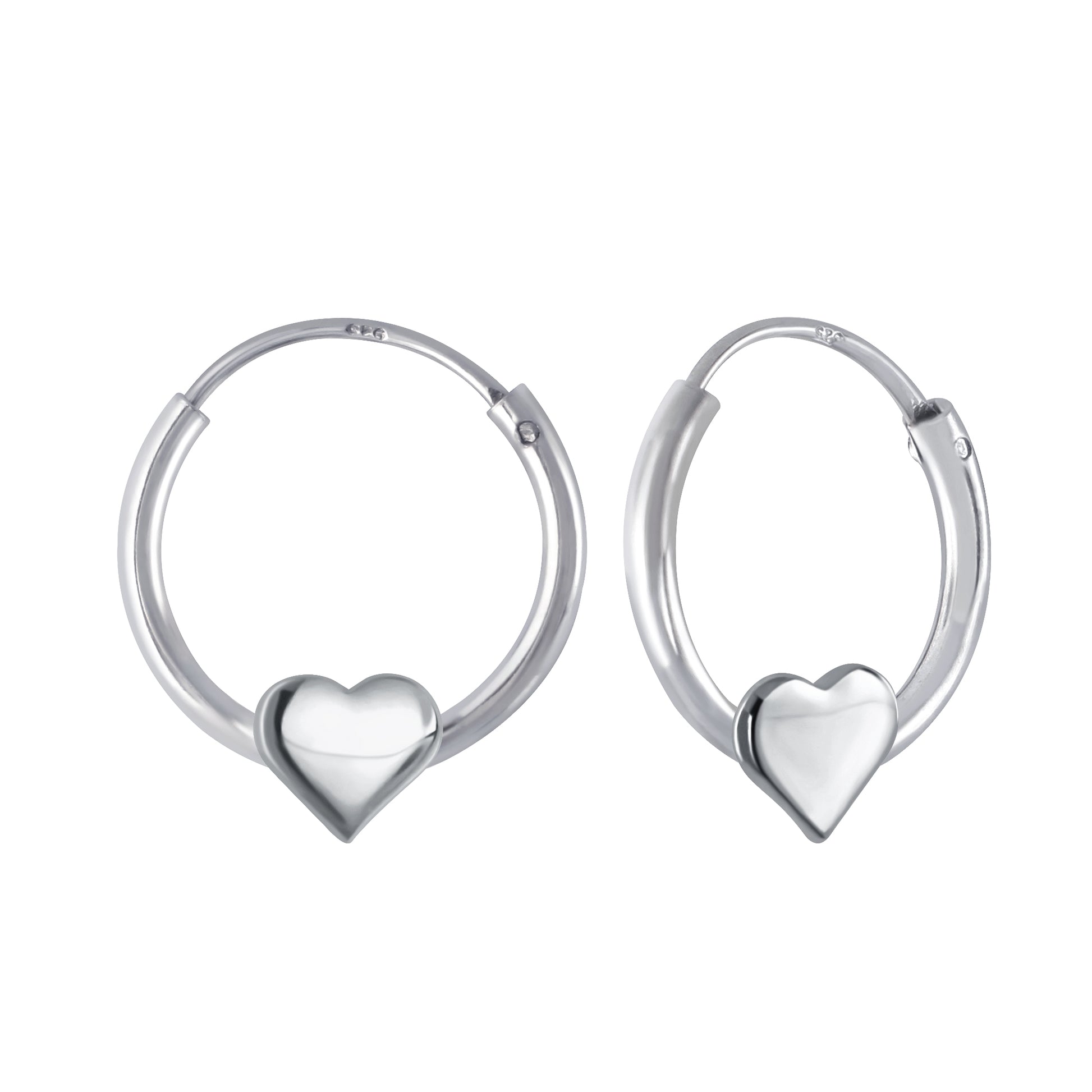 Melchior Jewellery children's sterling silver heart earrings polished heart hoops for kids