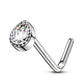 Melchior Jewellery silver L bend body jewellery with pear crystal and halo crystal accents crystal nose stud elegant design