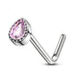 Melchior Jewellery teardrop pink crystal with halo bezel on silver L post crystal nose stud elegant design