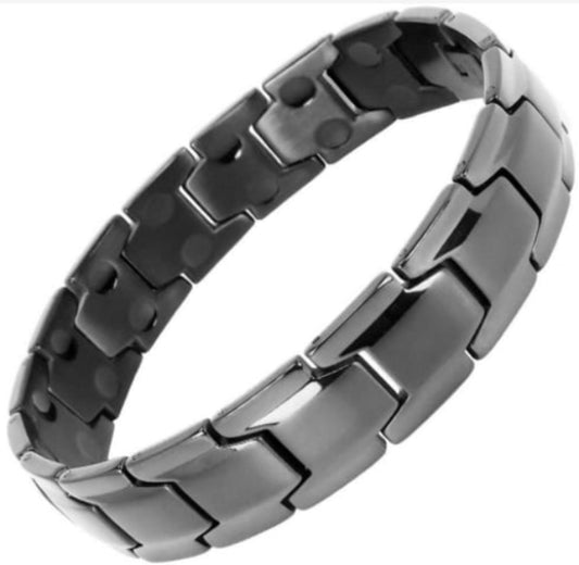 Melchior Jewellery double row titanium magnetic bracelet gunmetal finish linked segments with visible magnets