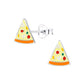 Melchior Jewellery enamel pizza stud earrings for kids sterling silver colourful pizza slice studs